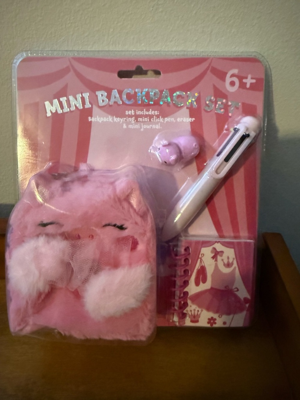 Kids Mini Backpack Set - Pink Plush Mini Backpack with Pen & Journal